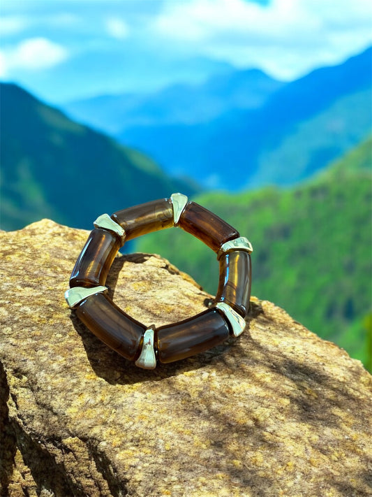 Bracelet Ambrine or et marron ambré
