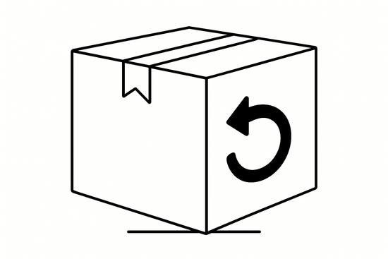 CARTON D EXPEDITION CONTOUR NOIR OND BLANC AVEC FLECHE LOGO DE RETOUR 